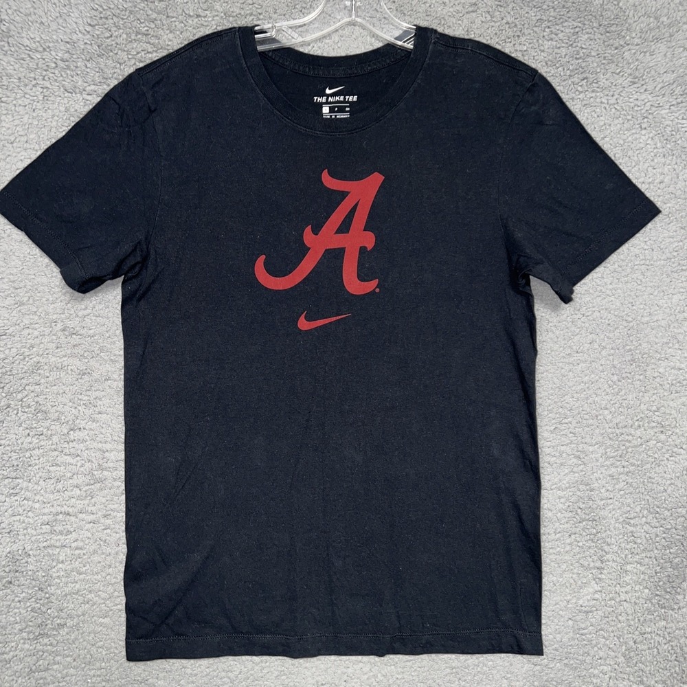 The Nike Tee Alabama Crimson Tide T Shirt Men's Sz S Black Center Swoosh Tee‎